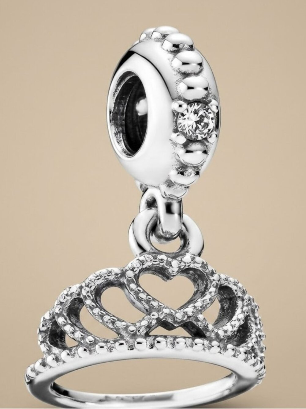 Pandora Sterling Silver Heart Tiara Dangle Charm - Silver